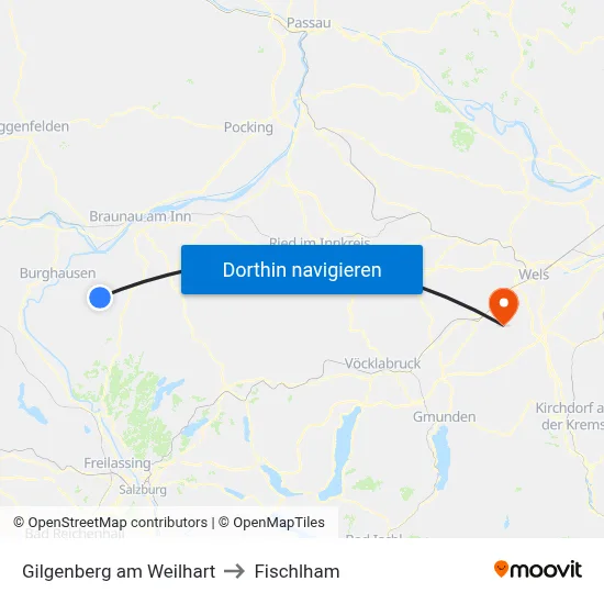 Gilgenberg am Weilhart to Fischlham map
