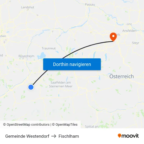 Gemeinde Westendorf to Fischlham map