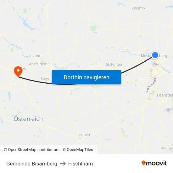 Gemeinde Bisamberg to Fischlham map