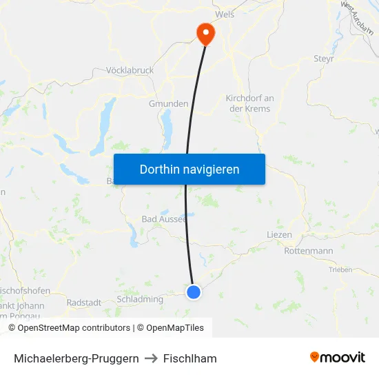 Michaelerberg-Pruggern to Fischlham map