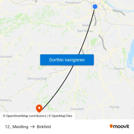 12., Meidling to Birkfeld map