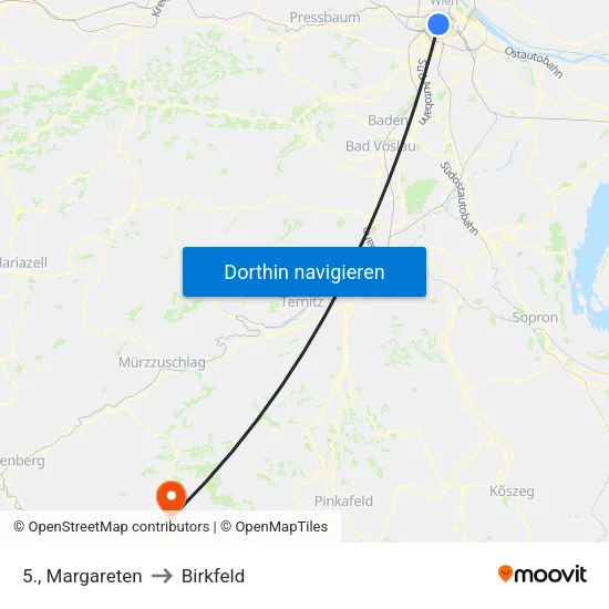 5., Margareten to Birkfeld map
