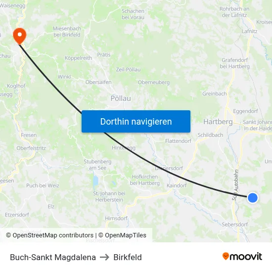 Buch-Sankt Magdalena to Birkfeld map