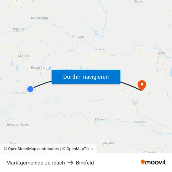 Marktgemeinde Jenbach to Birkfeld map