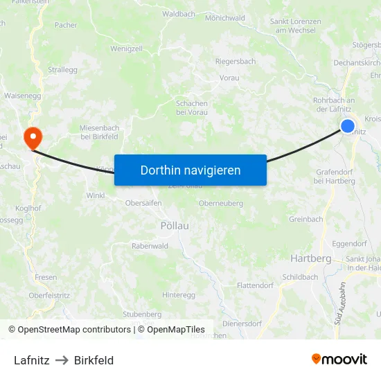 Lafnitz to Birkfeld map