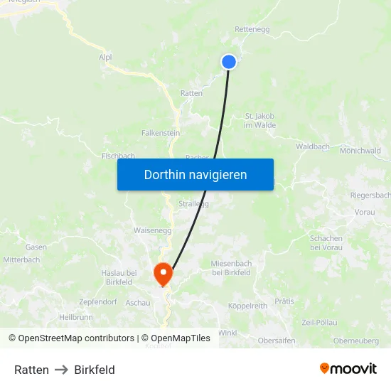 Ratten to Birkfeld map
