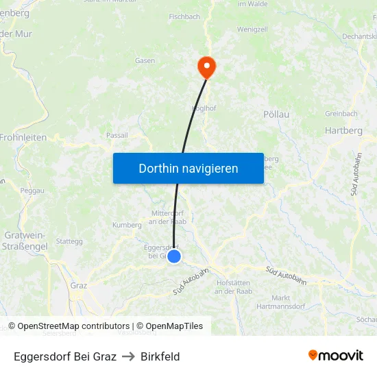 Eggersdorf Bei Graz to Birkfeld map