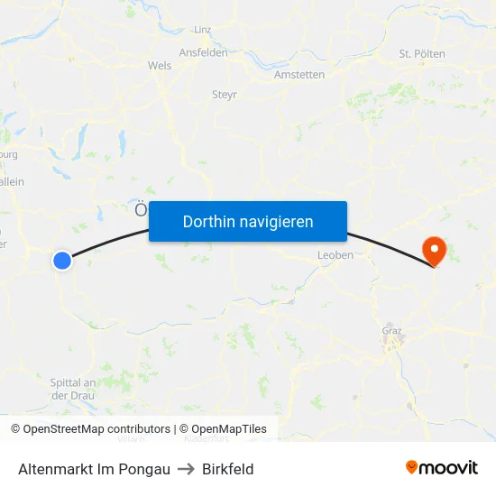 Altenmarkt Im Pongau to Birkfeld map