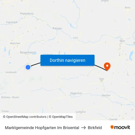 Marktgemeinde Hopfgarten Im Brixental to Birkfeld map