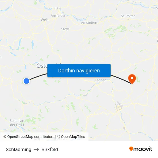Schladming to Birkfeld map