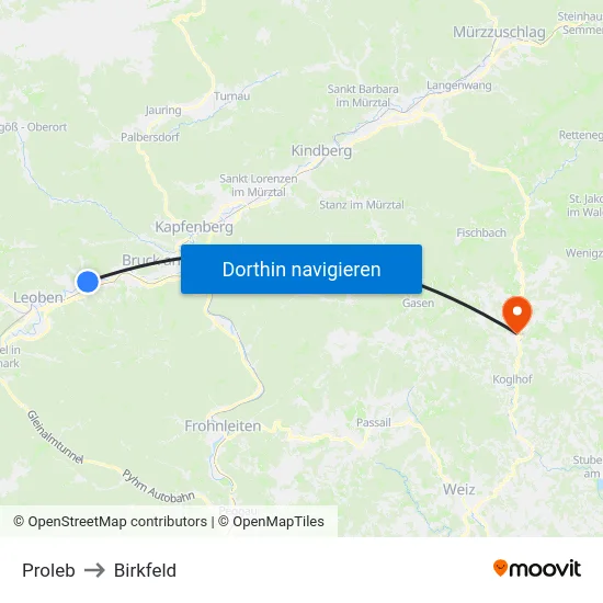Proleb to Birkfeld map