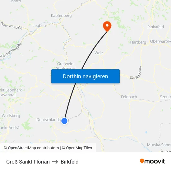 Groß Sankt Florian to Birkfeld map