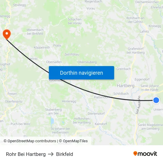 Rohr Bei Hartberg to Birkfeld map