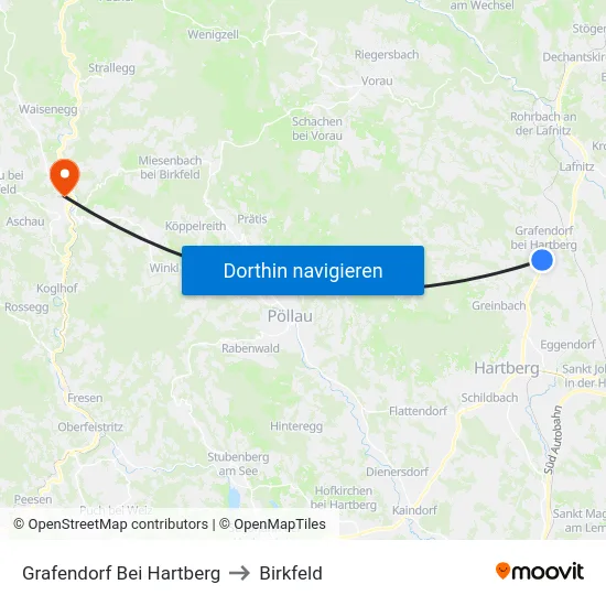 Grafendorf Bei Hartberg to Birkfeld map