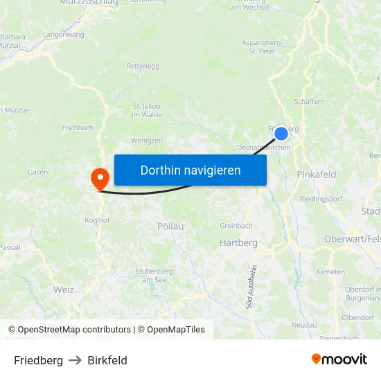 Friedberg to Birkfeld map