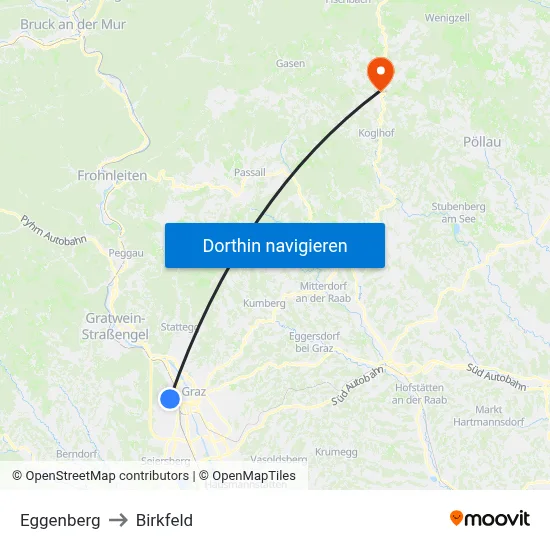 Eggenberg to Birkfeld map