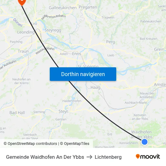 Gemeinde Waidhofen An Der Ybbs to Lichtenberg map