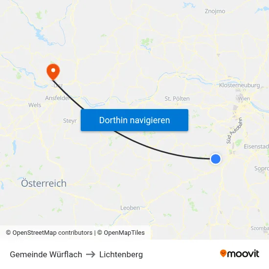 Gemeinde Würflach to Lichtenberg map