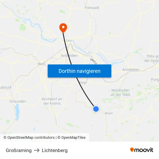 Großraming to Lichtenberg map