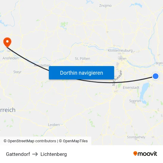 Gattendorf to Lichtenberg map