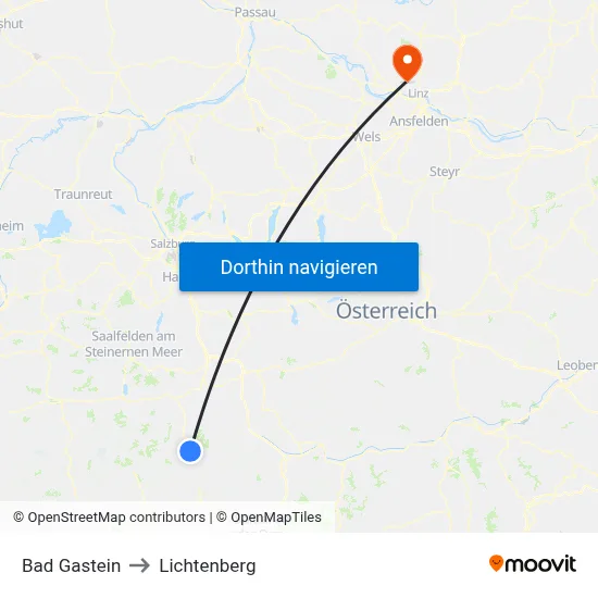 Bad Gastein to Lichtenberg map