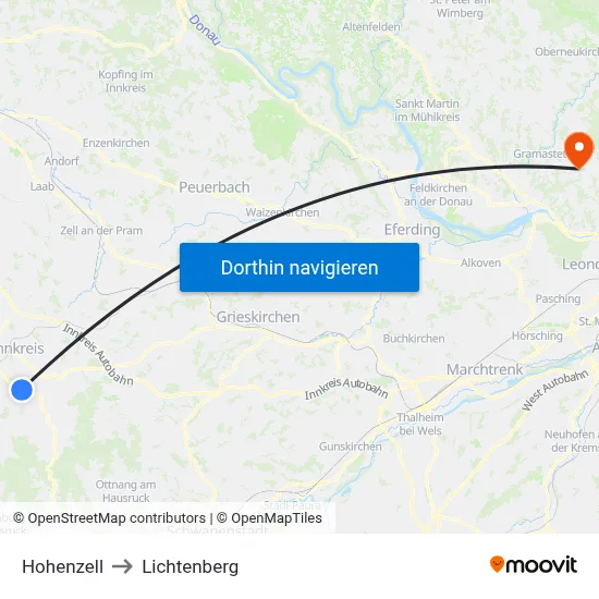Hohenzell to Lichtenberg map