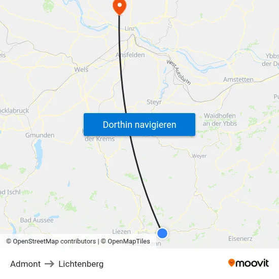 Admont to Lichtenberg map