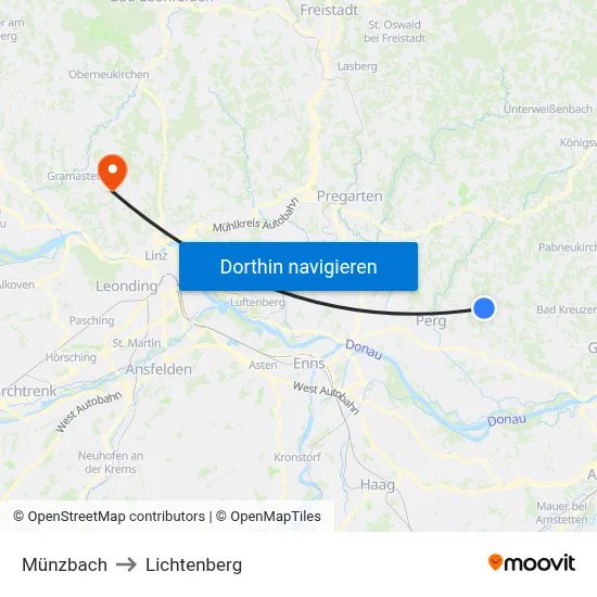 Münzbach to Lichtenberg map