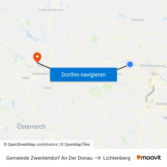 Gemeinde Zwentendorf An Der Donau to Lichtenberg map