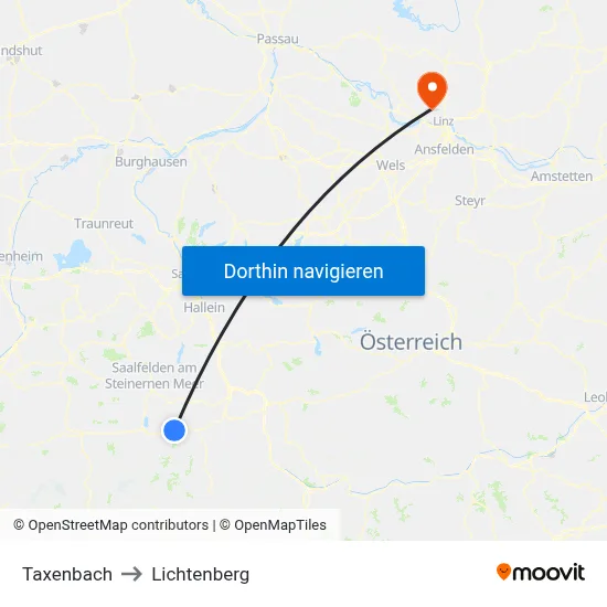 Taxenbach to Lichtenberg map