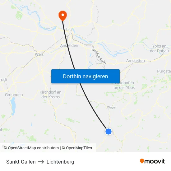 Sankt Gallen to Lichtenberg map