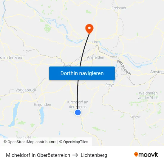 Micheldorf In Oberösterreich to Lichtenberg map