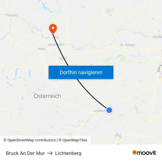 Bruck An Der Mur to Lichtenberg map