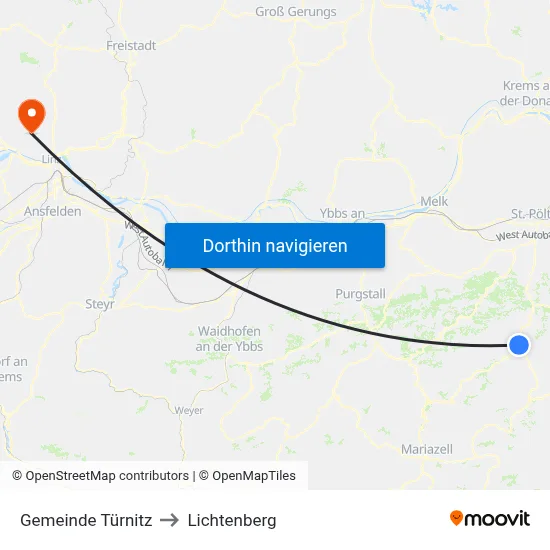 Gemeinde Türnitz to Lichtenberg map