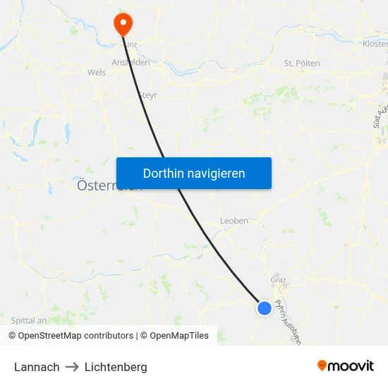 Lannach to Lichtenberg map