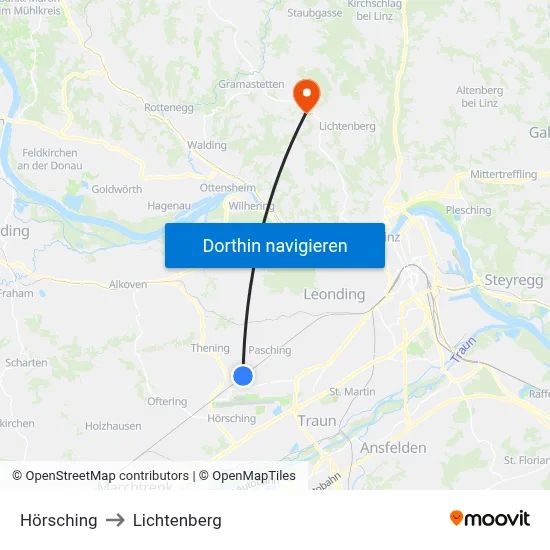 Hörsching to Lichtenberg map