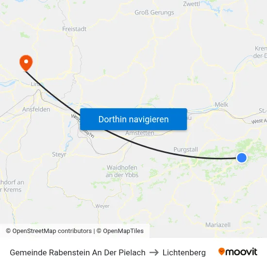 Gemeinde Rabenstein An Der Pielach to Lichtenberg map