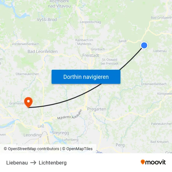 Liebenau to Lichtenberg map