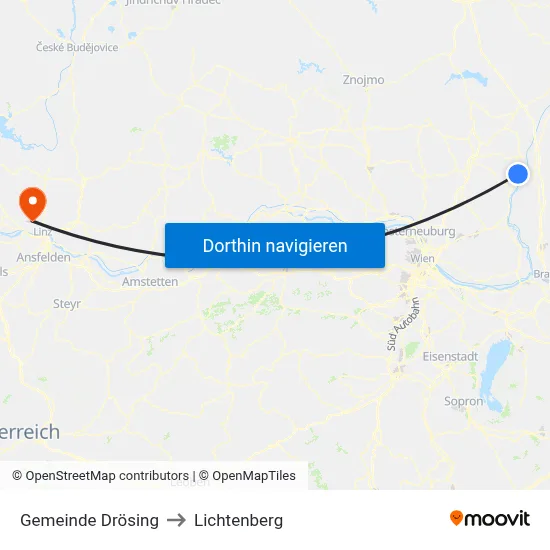 Gemeinde Drösing to Lichtenberg map