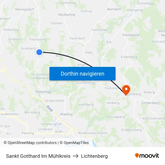 Sankt Gotthard Im Mühlkreis to Lichtenberg map
