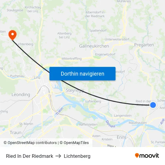 Ried In Der Riedmark to Lichtenberg map