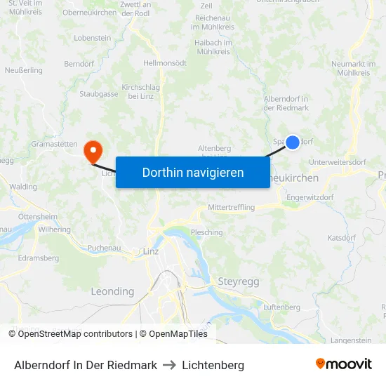Alberndorf In Der Riedmark to Lichtenberg map