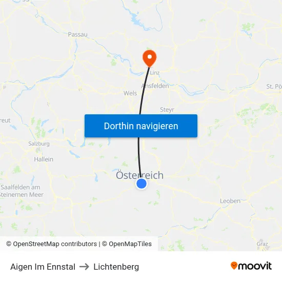 Aigen Im Ennstal to Lichtenberg map