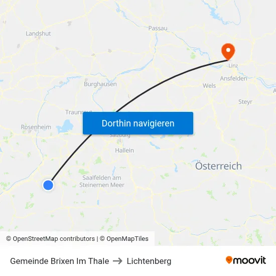 Gemeinde Brixen Im Thale to Lichtenberg map