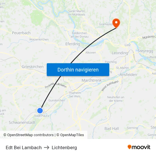 Edt Bei Lambach to Lichtenberg map