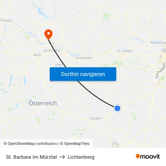 St. Barbara Im Mürztal to Lichtenberg map