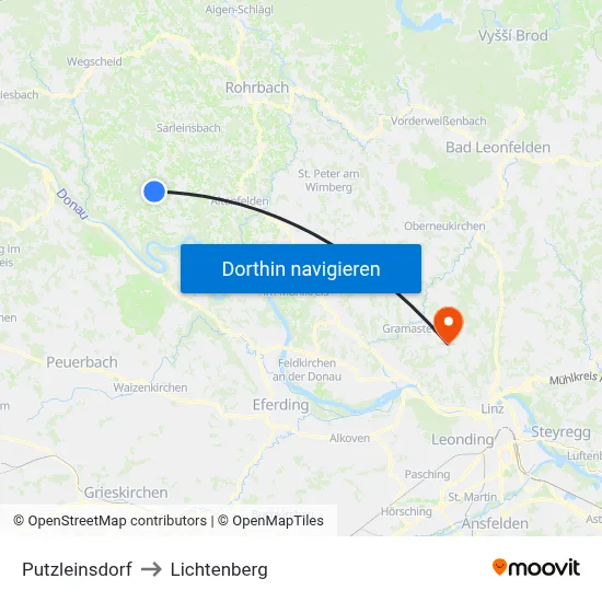 Putzleinsdorf to Lichtenberg map