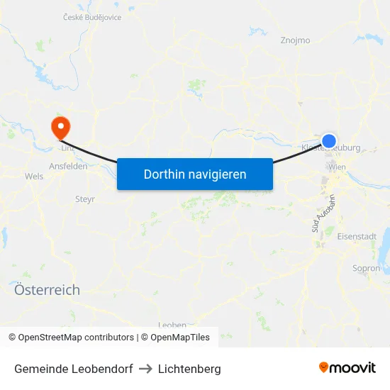 Gemeinde Leobendorf to Lichtenberg map