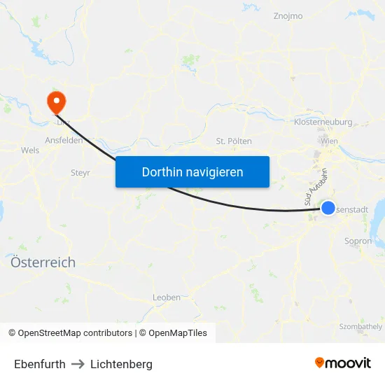 Ebenfurth to Lichtenberg map