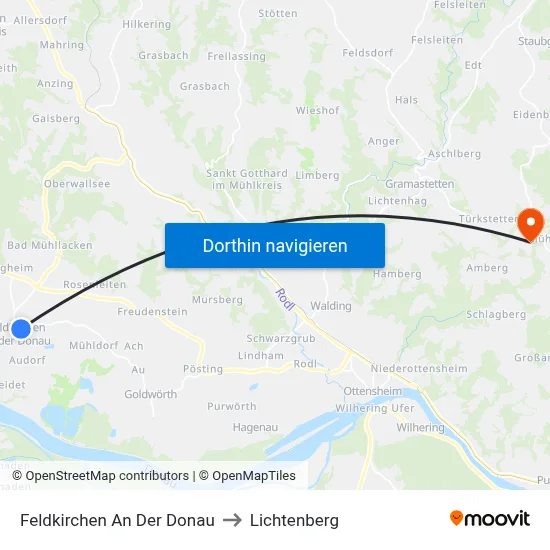 Feldkirchen An Der Donau to Lichtenberg map